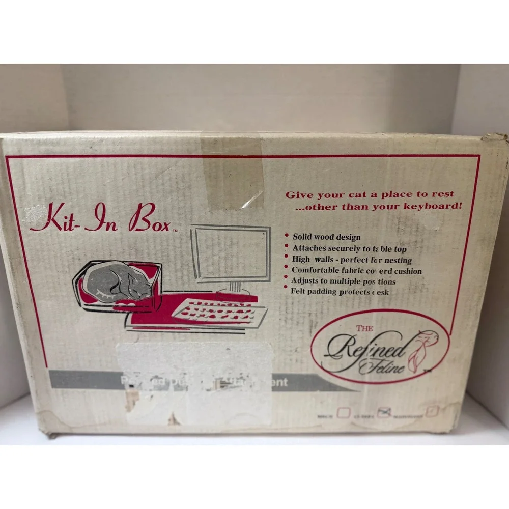 The Refined Feline Kit-In-Box Solid Wood Desk Side Cat Bed Cherry Finish